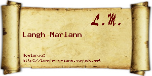 Langh Mariann névjegykártya